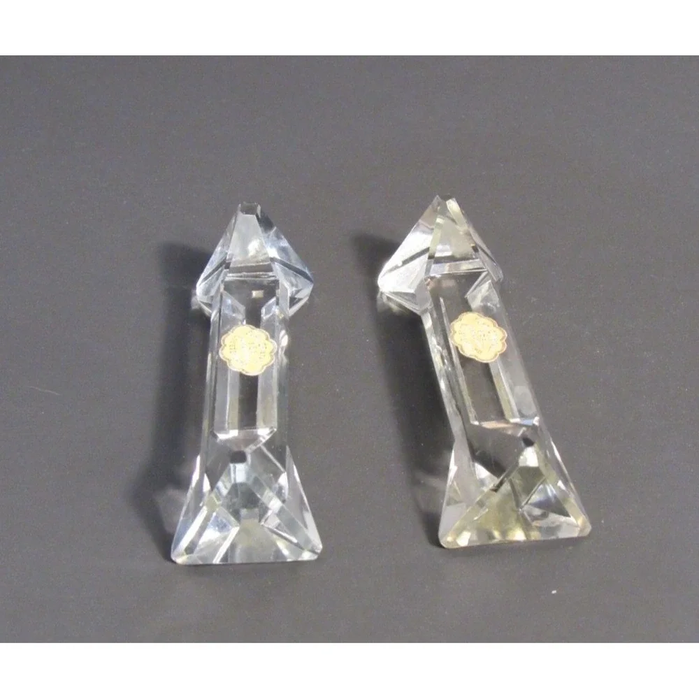 Vintage Echt Cristall Sudetenland Hand Cut Glass Knife Rests Set of 2 Clear